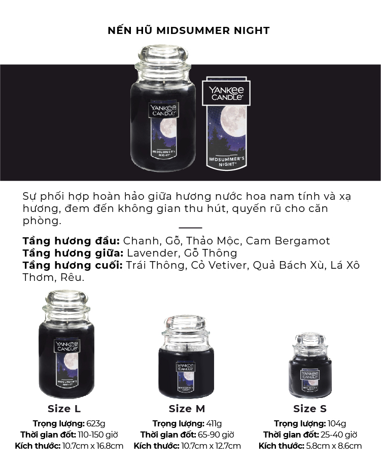 Nến hũ Yankee Candle size S - Midsummer Night