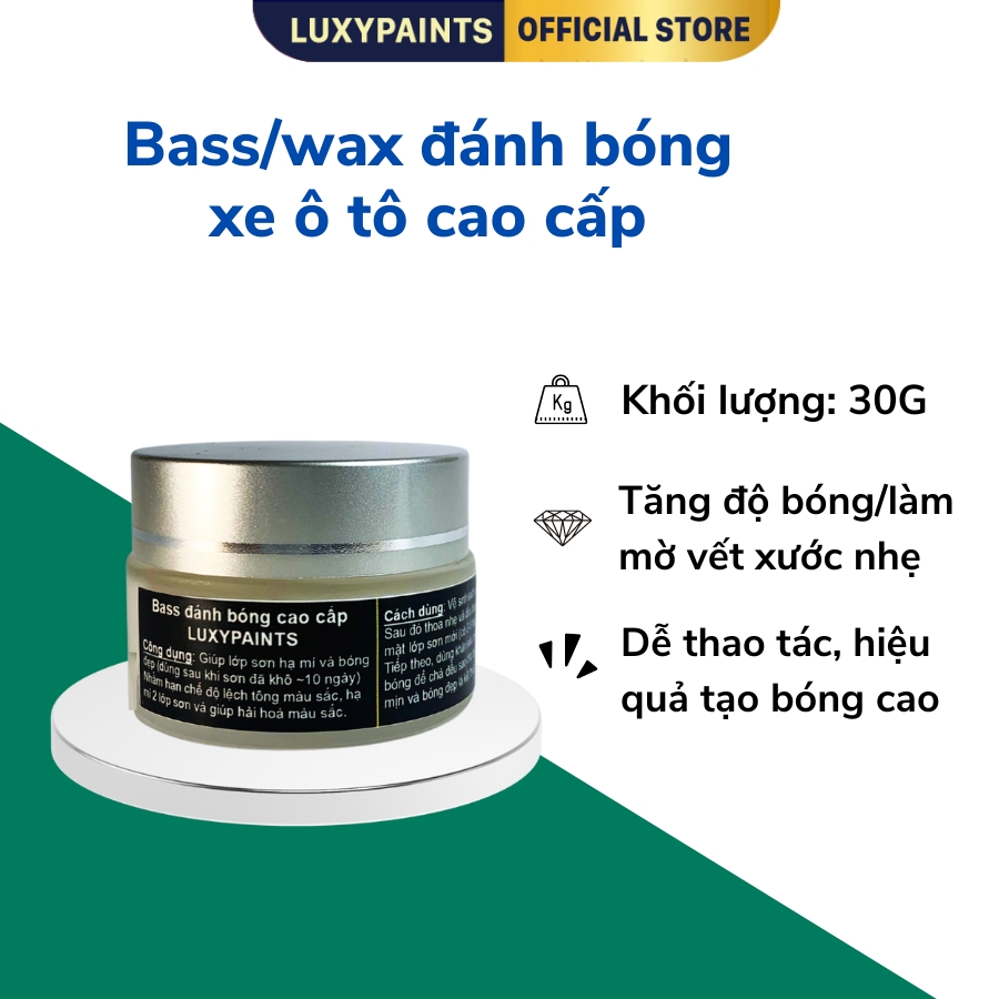 Bass đánh bóng luxypaints cho xe ô tô cao cấp 30g, sáp đánh bóng xe hơi xoá mờ vết xước nhẹ