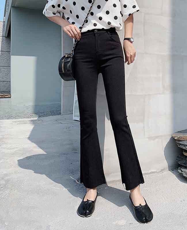 Quần jean nữ ỐNG LOE XANH NHẠT siêu xịn chất jean giãn siêu đẹp quần bò chẩn 1.1C quần bò nữ mẫu mới