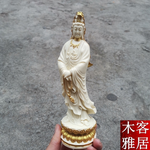Đồ trang trí tượng phật bà quan âm bằng ngà voi, đồ trang trí tượng phật bà quan âm bồ tát tại nhà trong phòng khách
