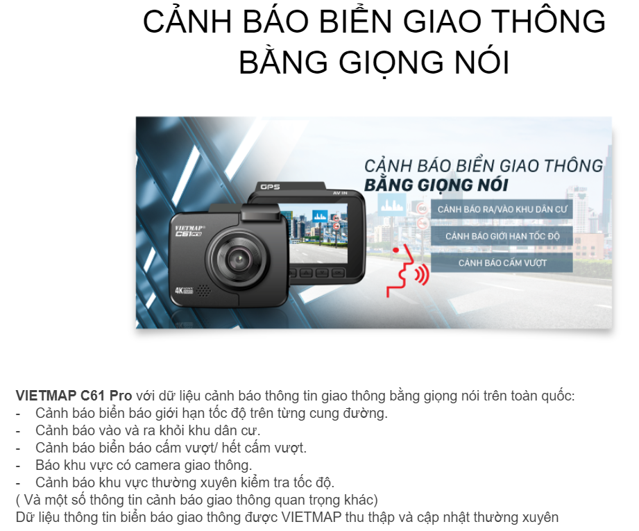 Camera hành trình Vietmap C61 Pro [ Tặng thẻ nhớ 32G + Bảo hành 1 năm]