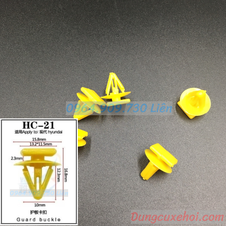 Bộ 20 đinh tán, chốt vít nở vit Nhựa Loại 1 cho xe hơi ô tô hyundai Nhựa Nylon Polyme AHC21