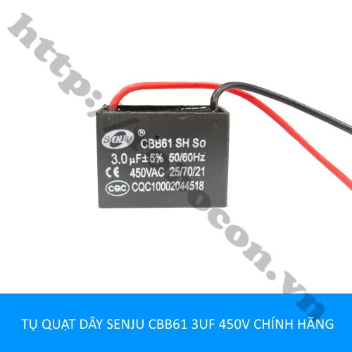 Tụ quạt dây senju cbb61 450v 1uf - 5uf chính hãng