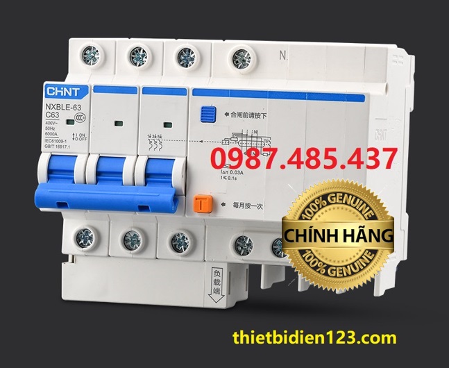 Aptomat chống dò chống giật chint 3pn`32a,40a,63a-attomat chống rò 3p+n chint