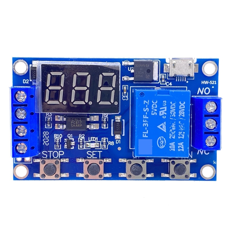 HW-521 Digital Time Delay 1 Way Relay Trigger Cycle Timer Delay Switch Circuit Board Timing Control Module