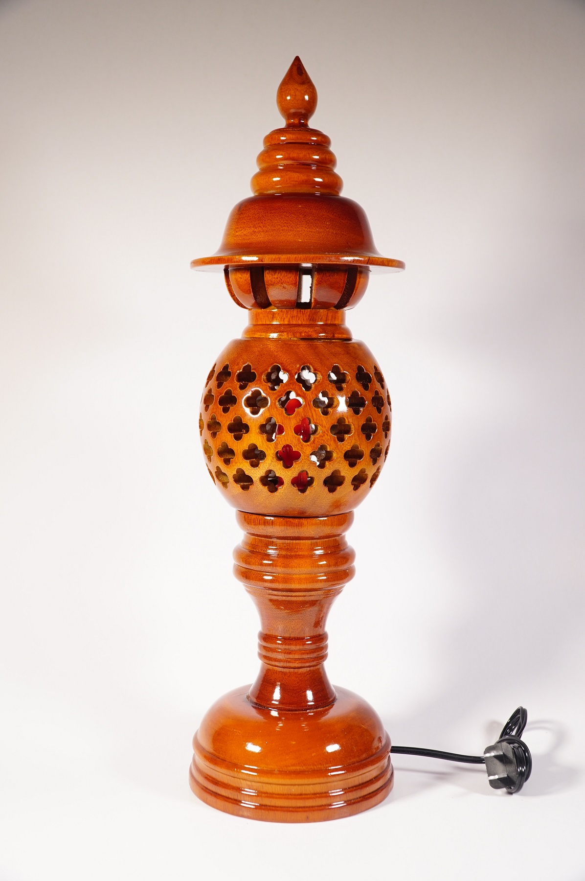 Cặp Đèn thờ gỗ điện có bóng, đèn tổ ong chạm khắc cao cấp - Nhiều cỡ sáng siêu đẹp