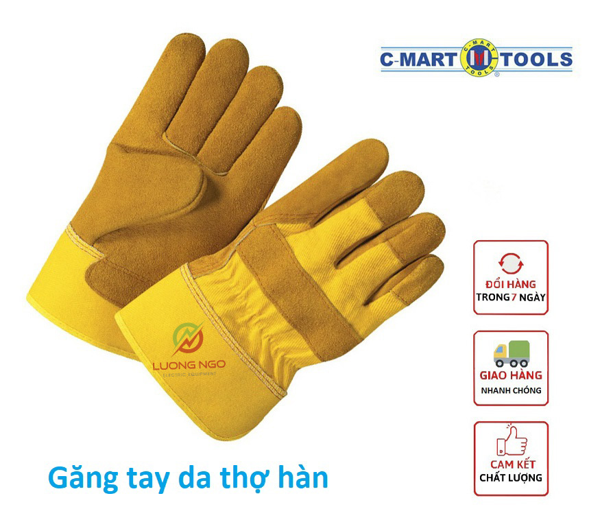Găng tay hàn CMART - Găng tay da thợ hàn - Găng tay da bò 2 lớp cổ ngắn - Dụng cụ bảo hộ lao động