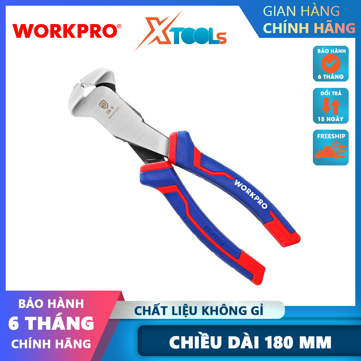 Kìm cắt cộng lực 7 inch 180mm Workpro