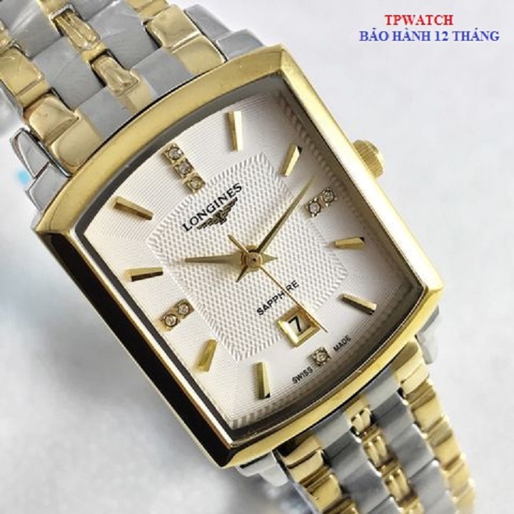 { ĐỒNG HỒ BẢO TÍN SHOP SỊN } Đồng Hồ Chữ Nhật Nam Vàng Mặt Saphire