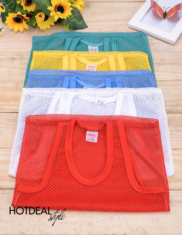 Set of 10 PCs 4-18kg colorful mesh tank tops for boys-children's fashion