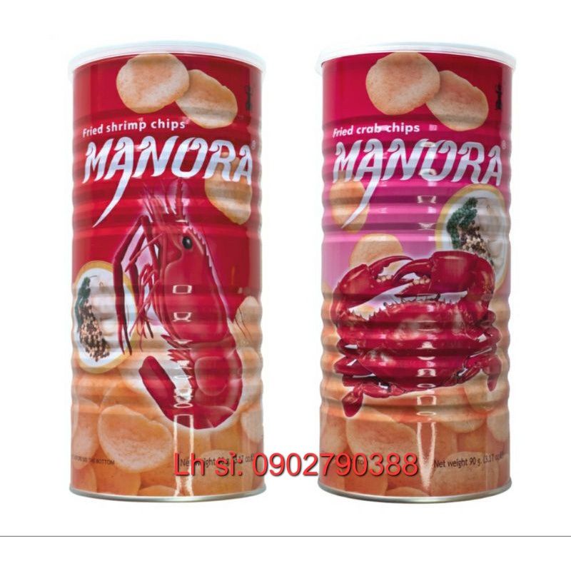 Bánh Snack Tôm/Cua MANORA 90g Lon Đỏ/Hồng [Hàng Nhập Thái Lan]