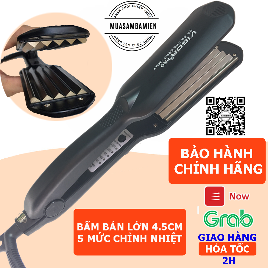 Máy dập xù bản lớn, máy bấm tóc xù tạo phồng chân tóc chỉnh nhiệt cao cấp Hàn Quốc 389L