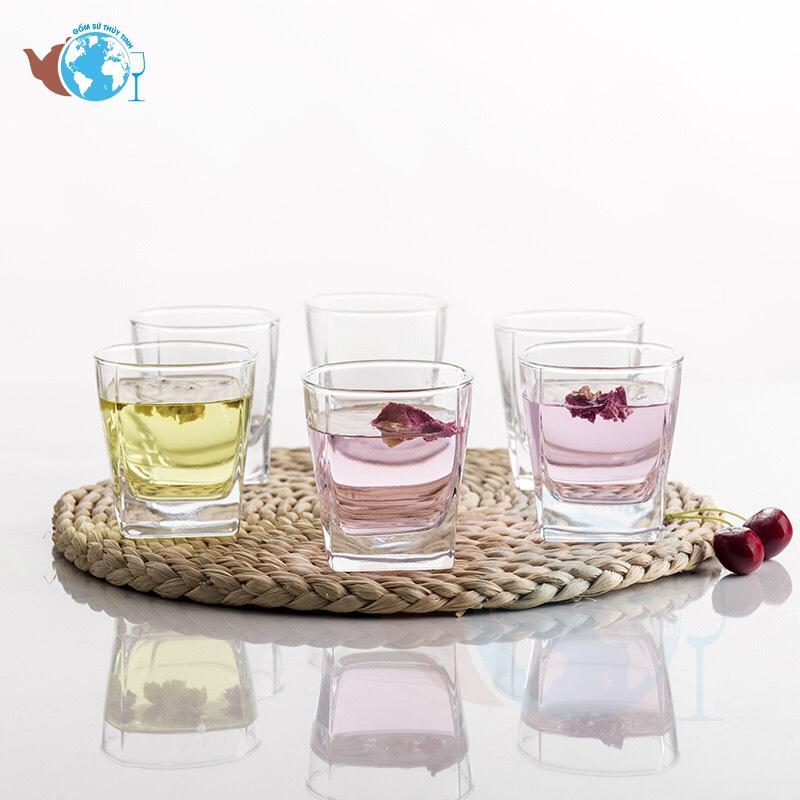 Bộ 6 ly thủy tinh góc vuông uống trà đá - ly thủy tinh trắng trong, ly nhập đẹp