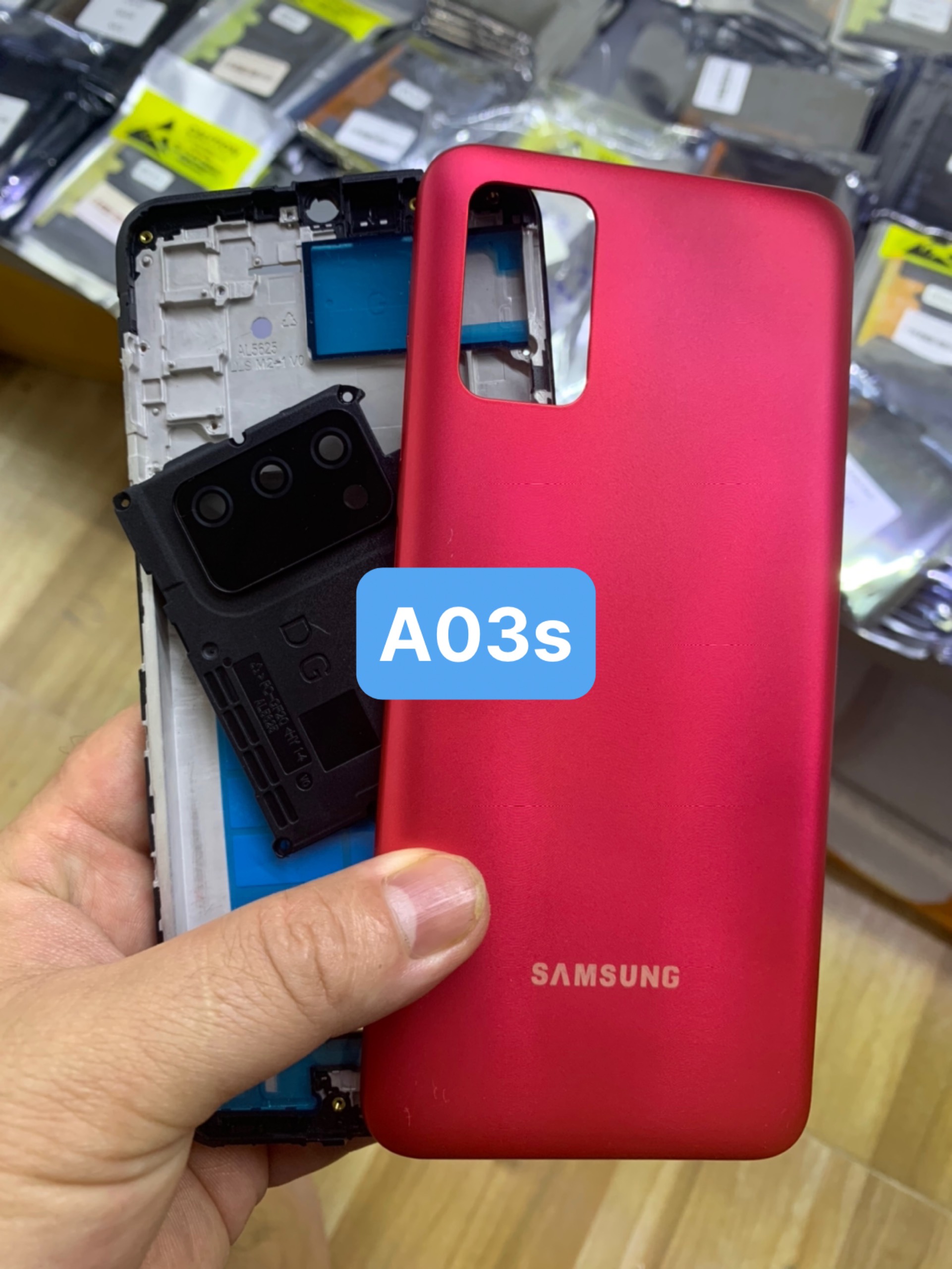 Bộ xương vỏ zin Samsung Galaxy A03s 2021 - Gồm xương, lưng, phím và kính camera, khay sim