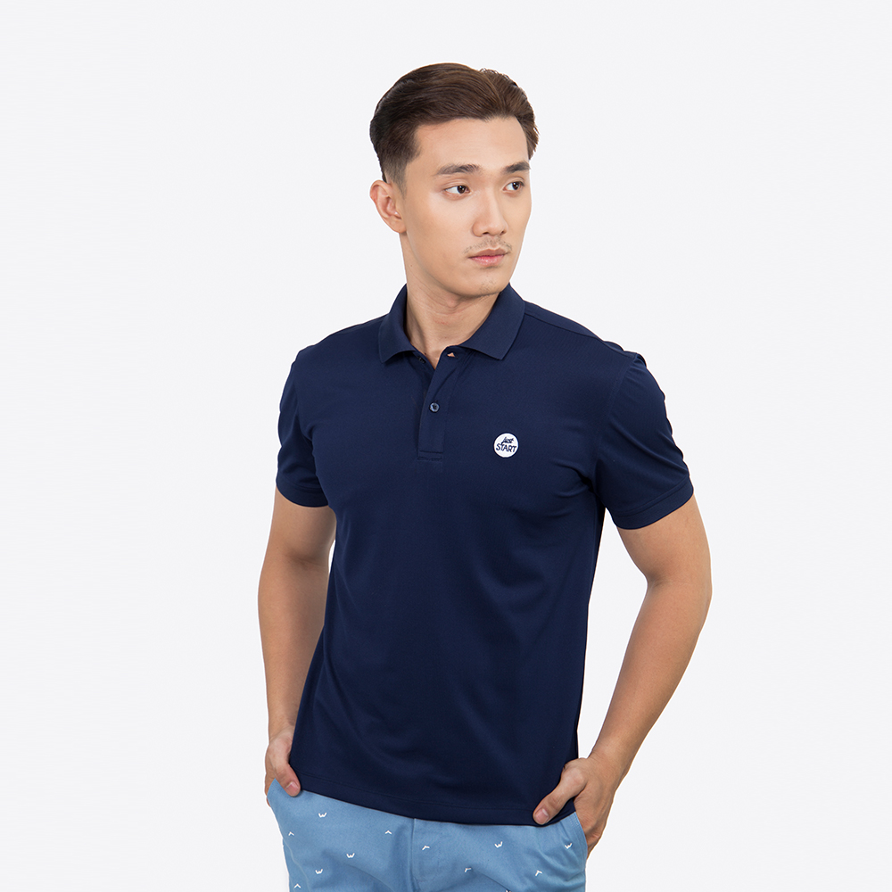 Áo thun Polo nam Novelty trơn màu xanh dương NATMMDMPSR200013N