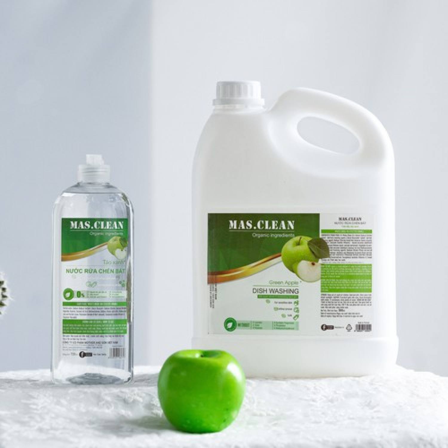 Nước rửa chén hữu cơ Mas.Clean can 3.8L tiết kiệm