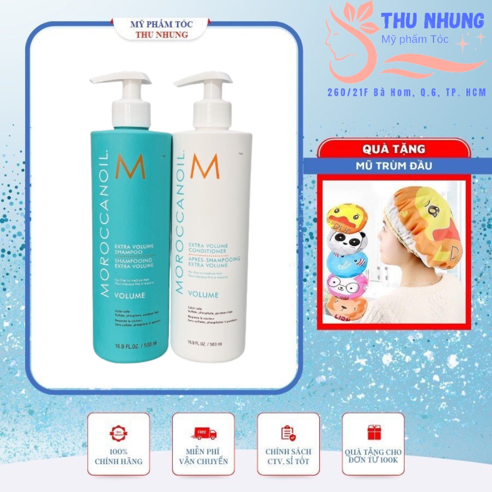 [+Tặng mũ trùm]Dầu gội xả tăng phồng tóc Moroccanoil Extra Volume Shampoo Conditioner 500ml
