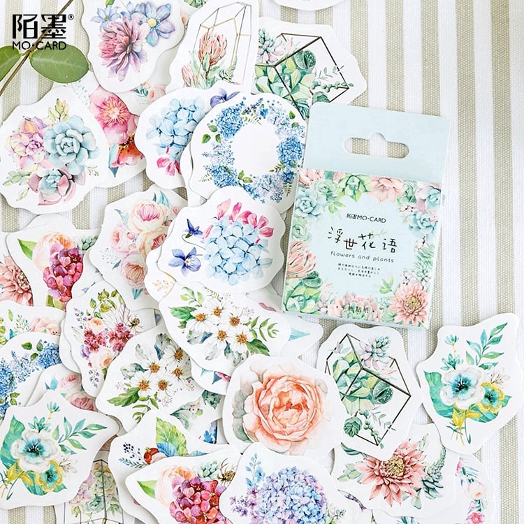 Hộp 45 Sticker Dán Các Loài Hoa