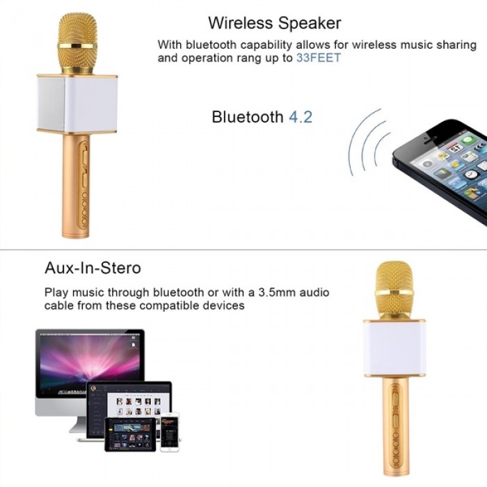 Mic cầm tay kiêm loa bluetooth, mic karaoke SD 08