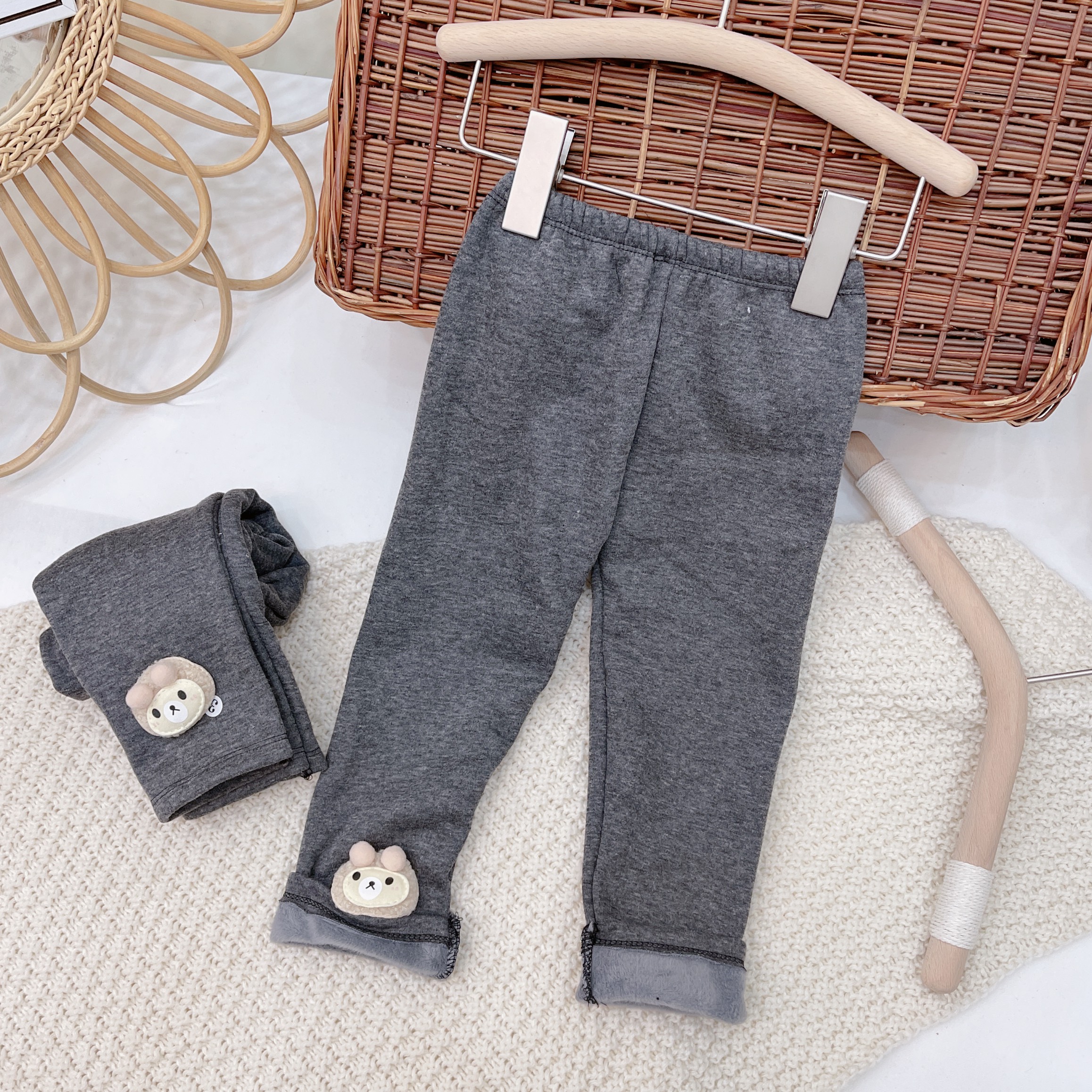 Quần legging bé gái nỉ lót lông siêu ấm