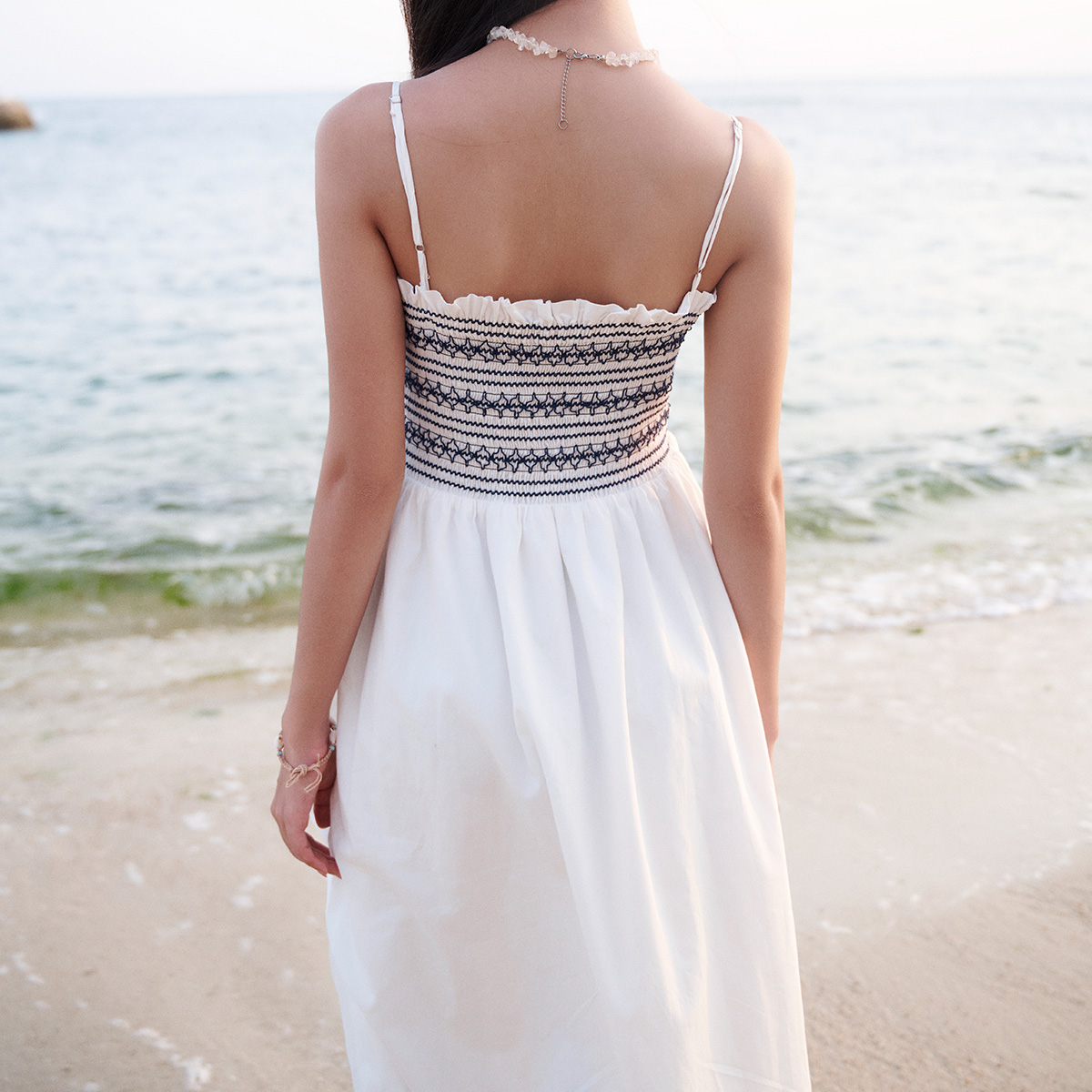 DOTTIE - Đầm maxi chạy trang trí - Trắng - D0598