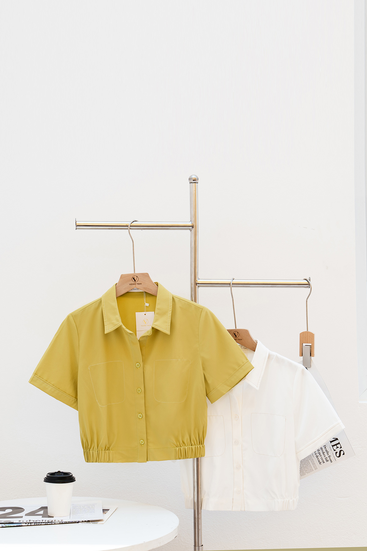 Áo Sơ Mi VIENTRAN Croptop Buộc Eo V61H23H006