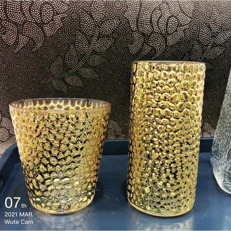 Bộ 6 cốc thuỷ tinh sần vàng hoàng gia cao cấp