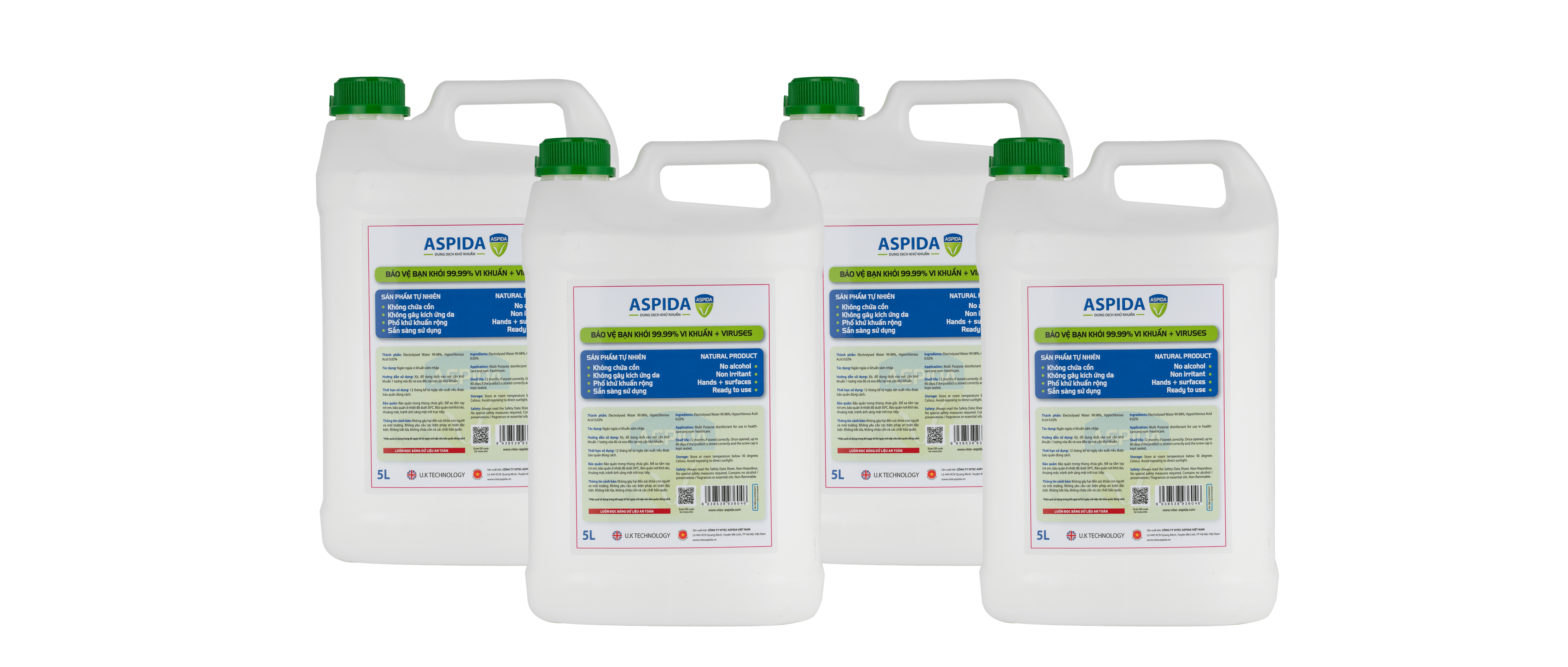 ASPIDA Natural Disinfectant 4 x 5L Jerry Can Multipack Discount