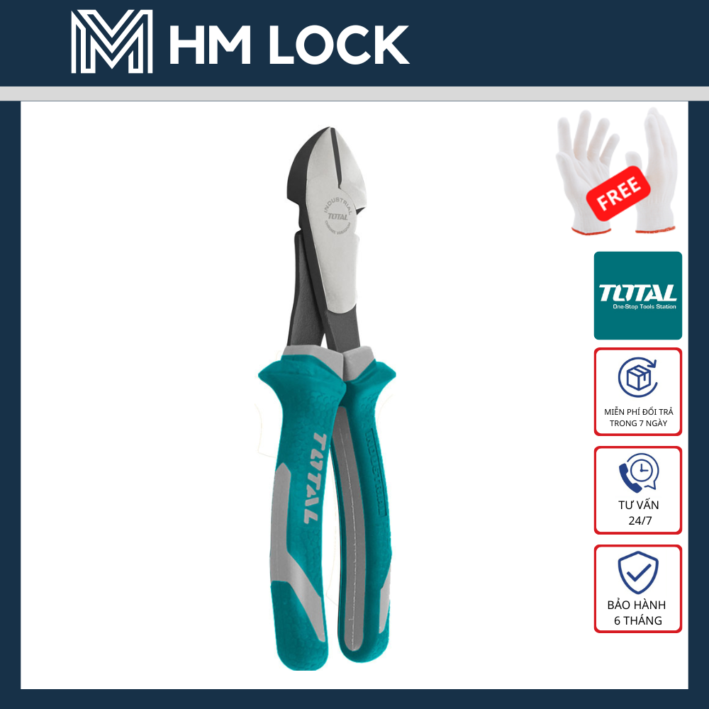 Kìm cắt 7 inch / 180mm total bọc lớp cách điện 1000v - tht27716 - hm lock - hm lock