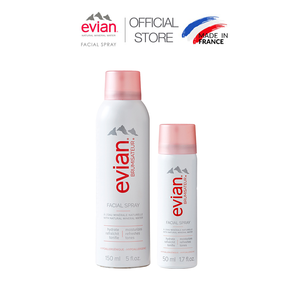 [DATE 9/2026] Combo 2 xịt khoáng cấp ẩm và làm dịu da Evian 150ml + 50ml
