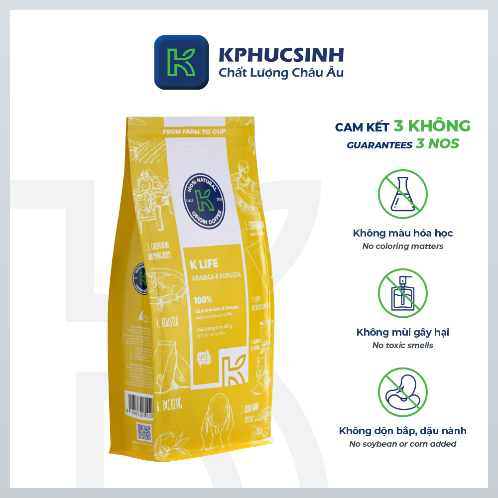 K Life Pure Roasted Coffee 227g (100% Arabica and Robusta) - K Coffee Brand