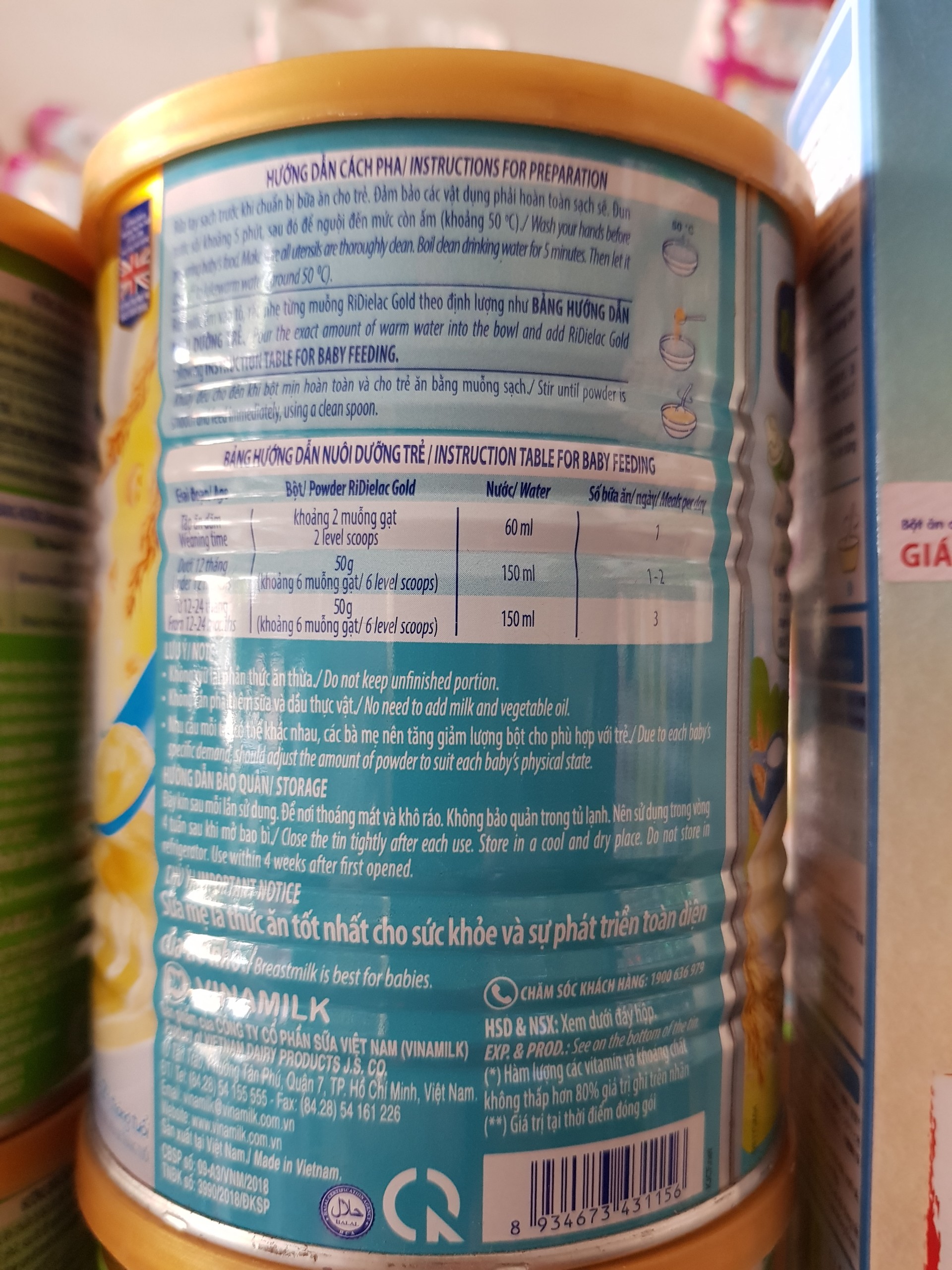 Bột ăn dặm Ridielac Vinamilk đủ vị 350g