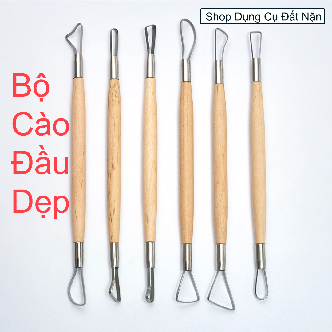 Bộ 6 dụng cụ điêu khắc đất sét cào đầu dẹp