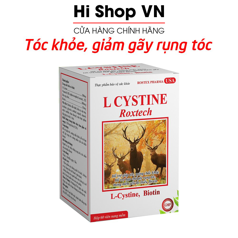 Viên uống L-Cystine, Biotin, sữa ong chúa giúp khỏe tóc, mọc tóc, giảm gãy rụng tóc - Hộp 60 viên dùng 2 tháng
