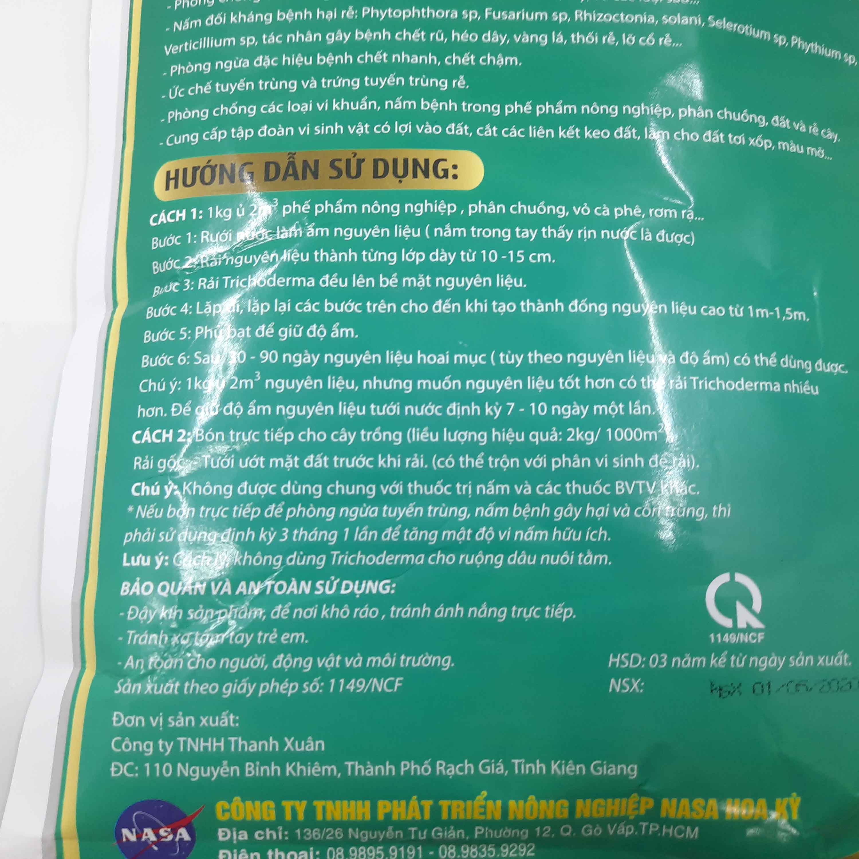 Nấm TRICODERMA ủ phân vi sinh phân hủy rơm rạ (1kg)
