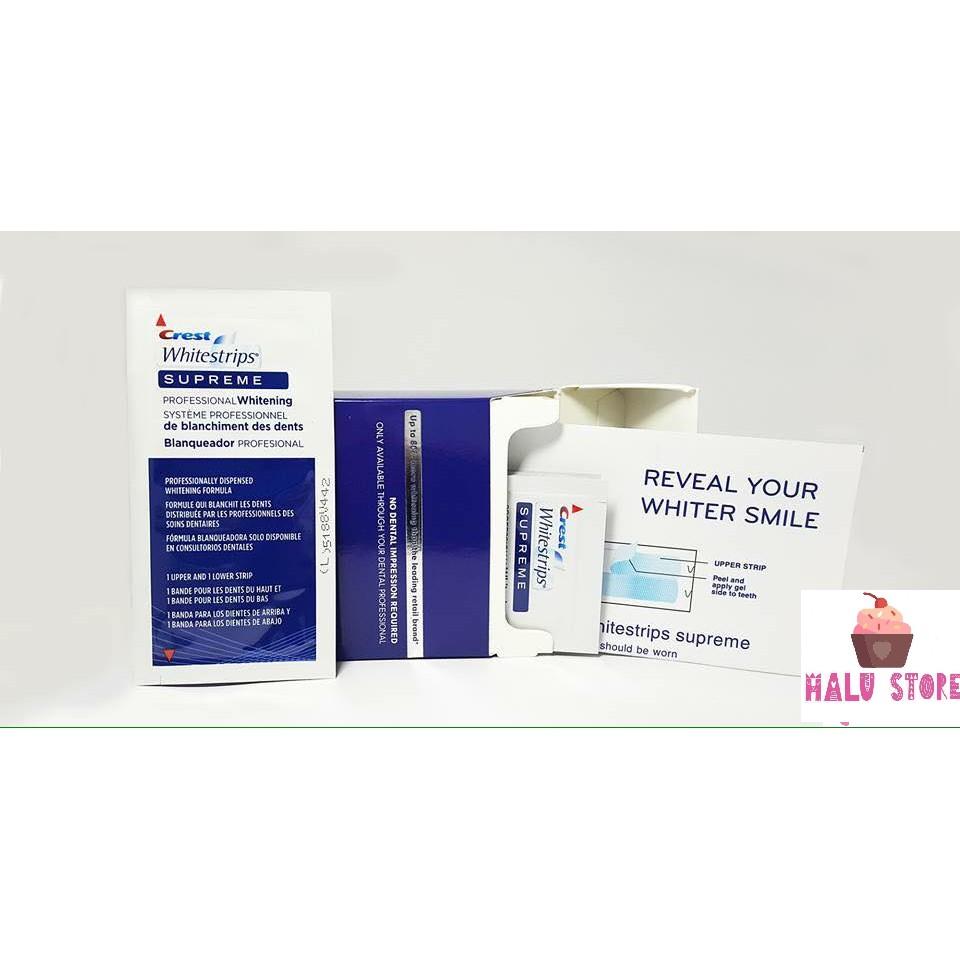 [HCM]Combo 14 miếng (7 gói/7 ngày) dán trắng răng Crest 3D White loại Supreme Professional - Mỹ