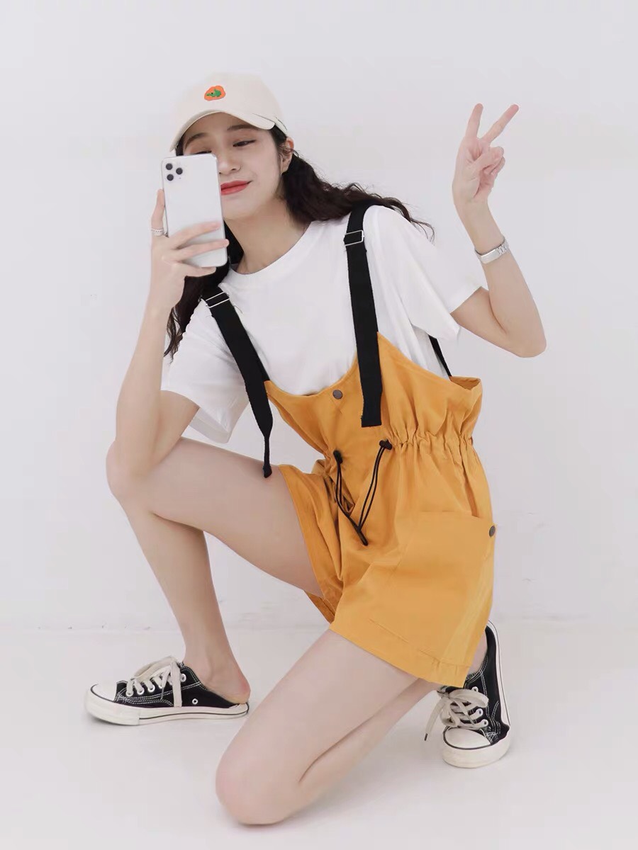 Set áo thun quần yếm kaki  Hàn Quốc