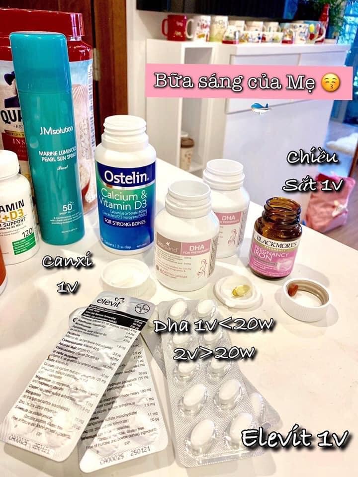COMBO 4 SP BẦU ÚC - BỘ TỨ VITAMIN ÚC DÀNH CHO BÀ BẦU (Elevit, Canxi, DHA, Sắt)