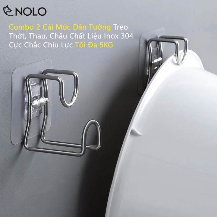 Sieuthidientu Combo 2 Cái Móc Dán Tường Treo Thớt, Thau, Chậu Chất Liệu Inox 304 Cực Chắc Chịu Lực Tối Đa 5KG