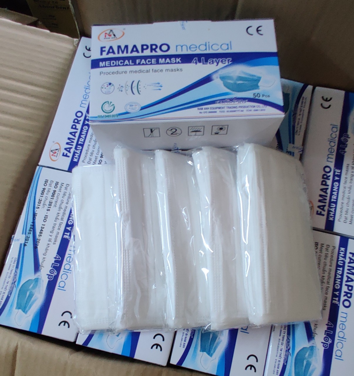 [Màu trắng] Khẩu trang y tế 4 lớp Nam Anh (Hộp 50 cái)