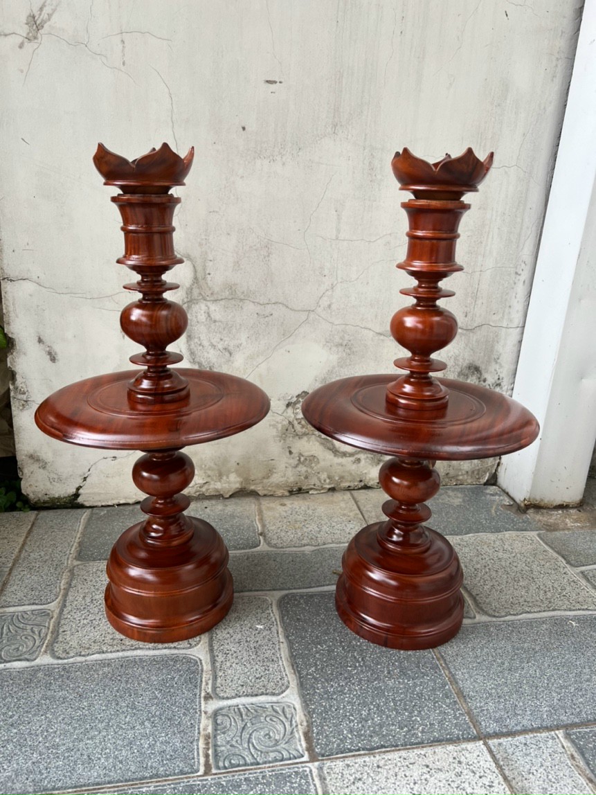 Cặp chân đèn nến,chân đèn cầy gỗ tràm cao 40-50 -60 -70 cm