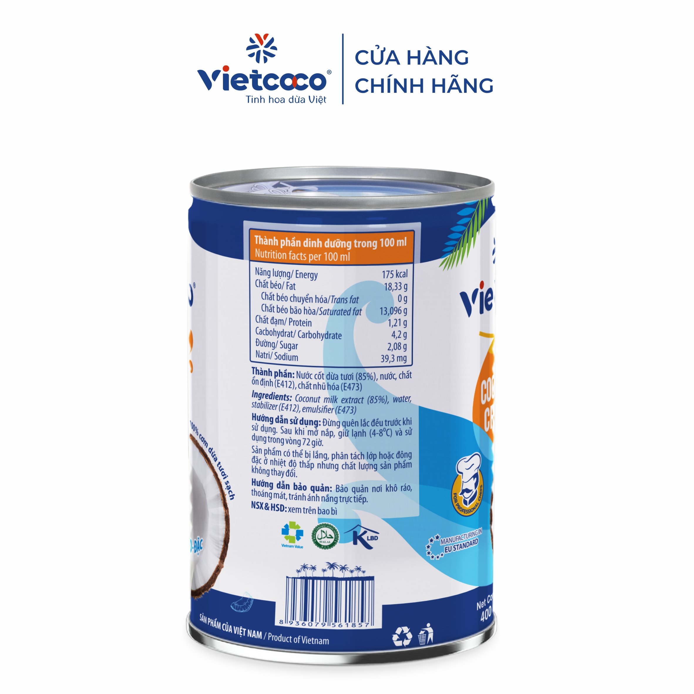 COMBO 2 Lon Nước cốt dừa tươi Vietcoco - Lon 400ml