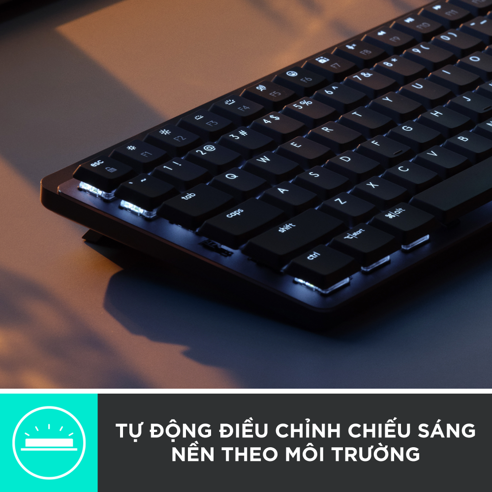 Bàn phím cơ không dây Logitech MX Mechanical Mini – Tactile, chiếu sáng nền, sạc USB-C, mac OS | Win