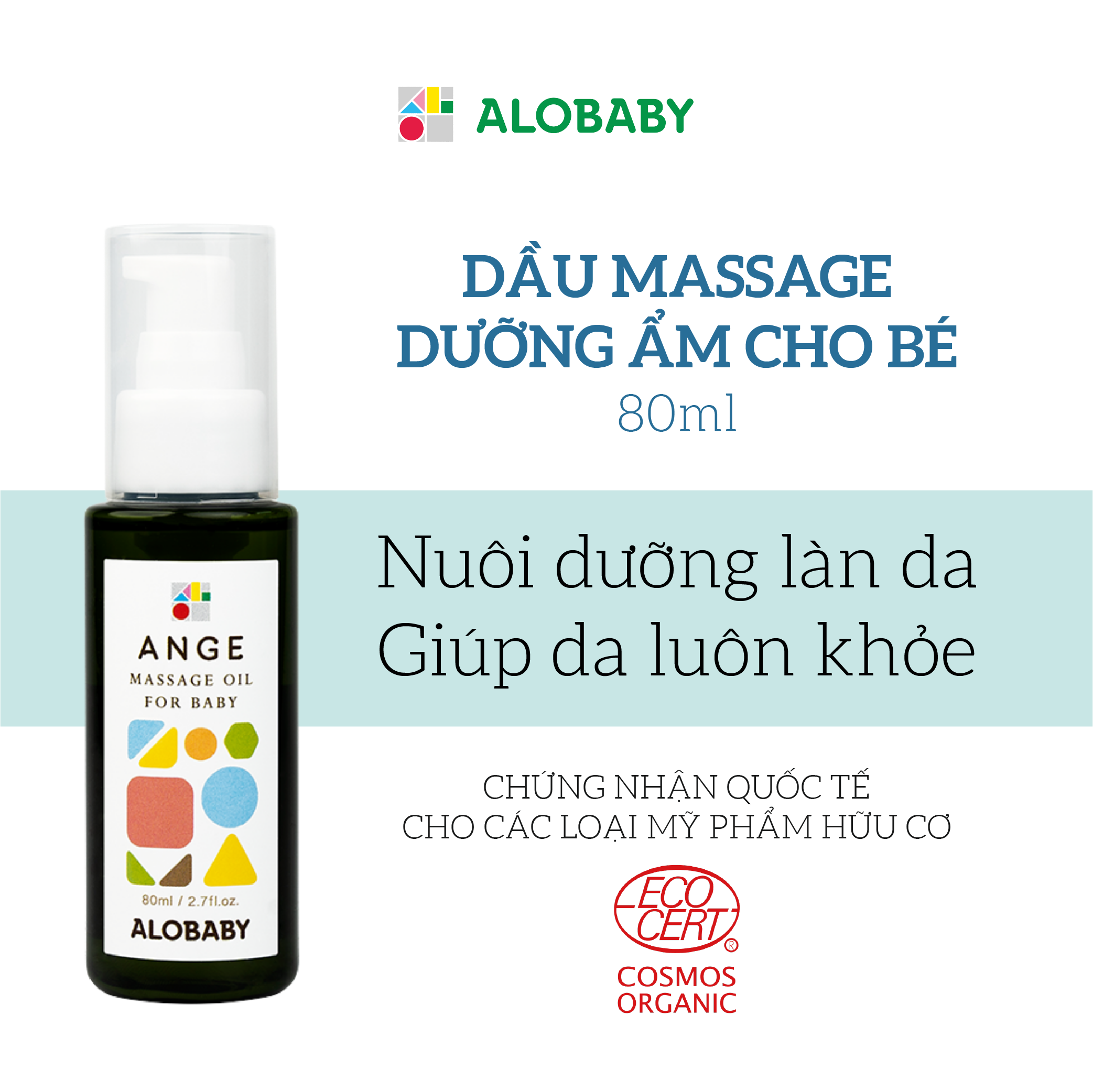Dầu Mát Xa Dưỡng Ẩm Hữu Cơ Cho Trẻ Sơ Sinh 80mL Alobaby Ange Massage Oil