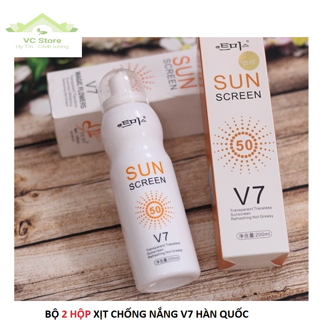 ]Bộ 2 Chai Xịt Hàn Quốc Sun Screen V7 - Mẫu mới
