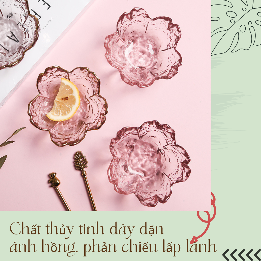 Bát chấm, đĩa chấm thủy tinh trong suốt cánh hoa