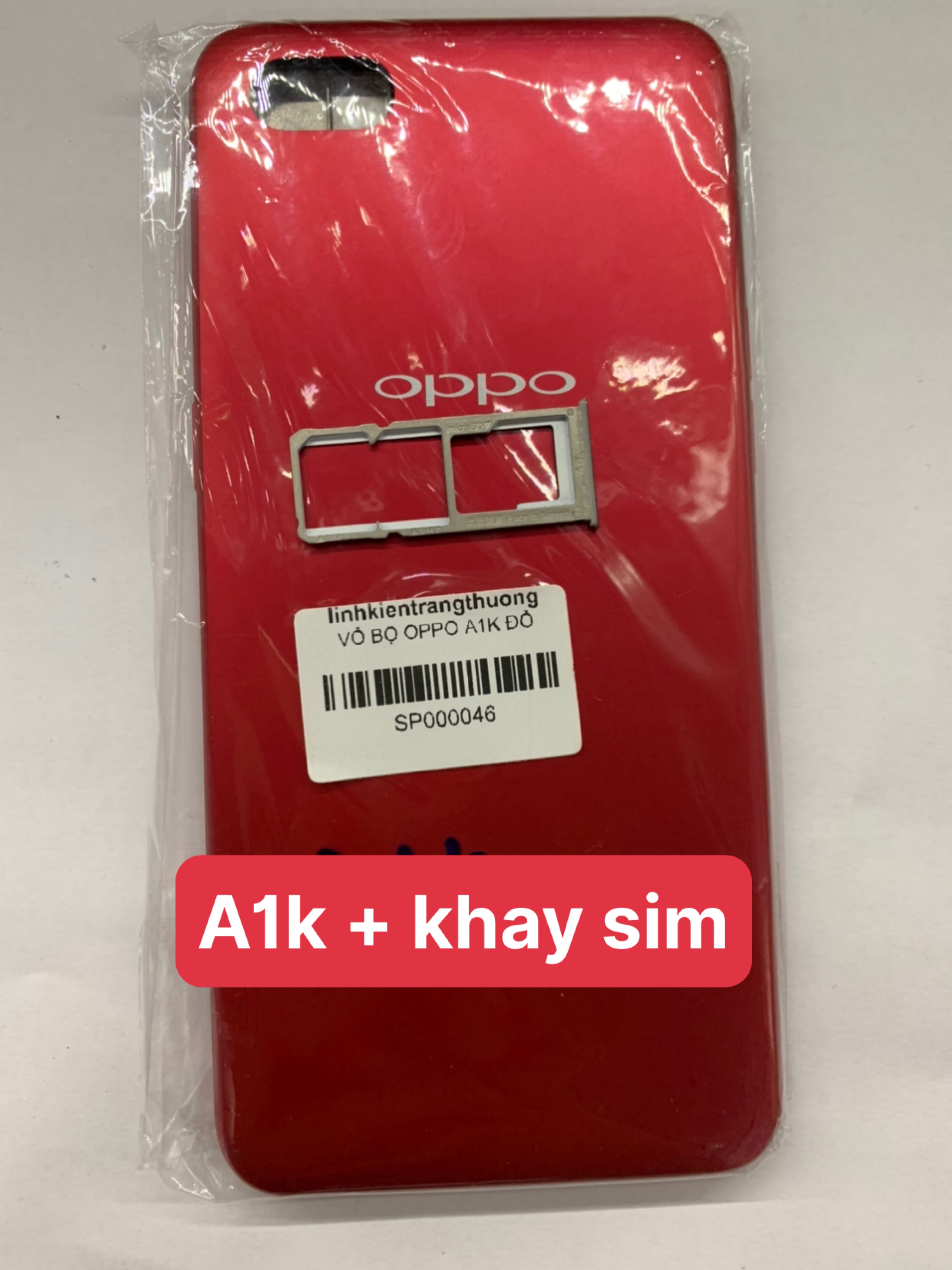 Bộ vỏ oppo A1k new zin - ( gồm lưng, sườn, phím, kính camera)
