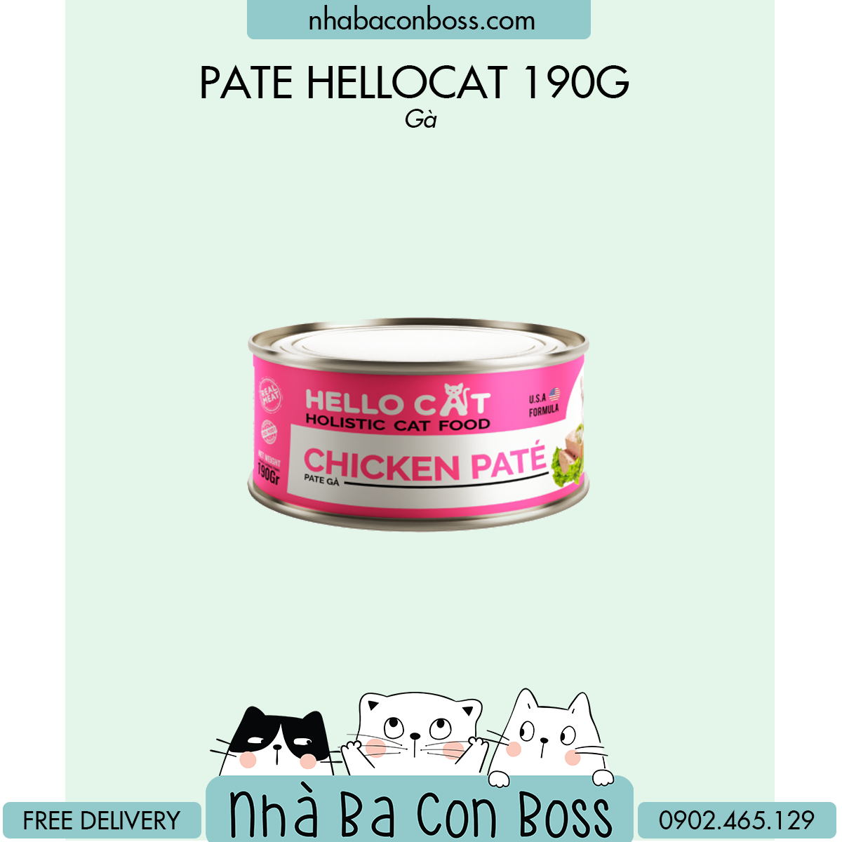 [Lon 190g] Pate Cho Mèo Hello Cat Date 27/02/2024