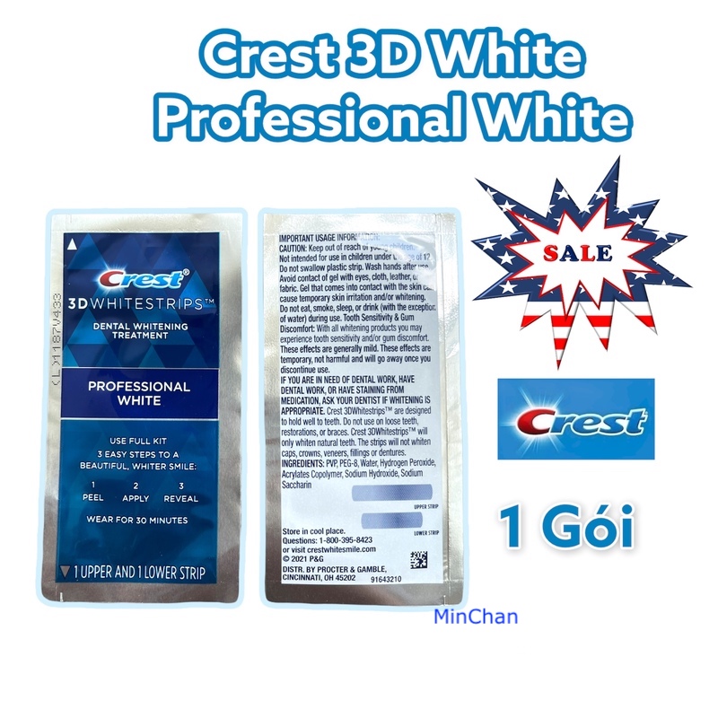 [Hàng Mỹ] Combo 10 miếng (5 gói/5 ngày) dán trắng răng Crest 3D White Whitestrips Professional Effects (mẫu mới 2023)