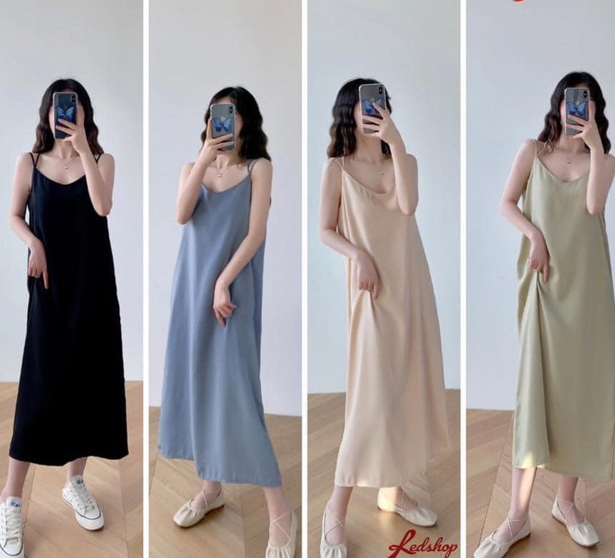 Freeship Đầm cami 4 dây chéo lưng vải mềm cao cấp